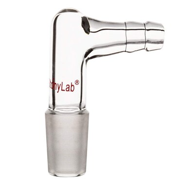 stonylab Glass 90 Degree Vacuum/Gas Adapter, Borosilicate Glass Bent Inlet Adapter with 14/20 Inner Joint and Hose for Laboratory Lab Supply