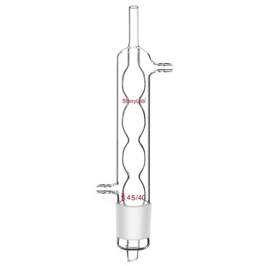 stonylab Allihn Condenser Reflux for Soxhlet Extractor, Borosilicate Glass Allihn Condenser with 45/40 Joint 250 mm Jacket Length Lab Glass Condenser (45/40 Joint)