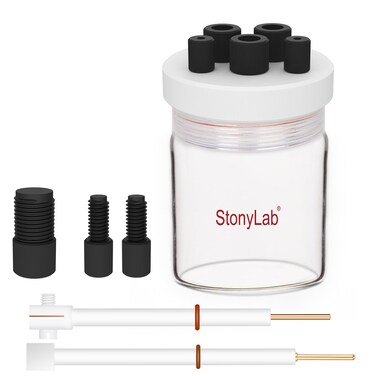 stonylab Electrolytic Cell, Borosilicate Sealed Electrochemical Cell Kit Reactor Electrolyzer with 5-Hole PTFE Lid, 100 ml