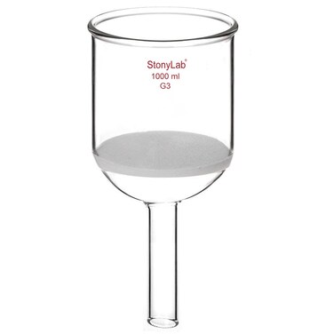 stonylab Borosilicate Glass Buchner Filtering Funnel with Fine Frit, 113 mm Inner Diameter, 1100mm Depth (1L)