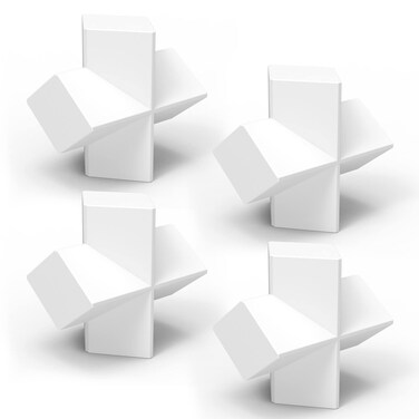 StonyLab 4 Pack Cross Shape Magnetic Stirrer Stir Bars, 20 x 8 mm PTFE-Coated White Stir Mixer for Stirrers