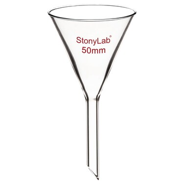stonylab 1-Pack Glass Funnel, Heavy Wall Borosilicate Glass Funnel, 50mm Diameter and 50mm Stem Length