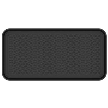Ottomanson Multipurpose All Season Boot Tray Mat, Great as Pet Food Mat, Dog Cat Bowl Mat or Kitty Litter Mat, 15" x 30" Raised Edge 1.2", Black (Pack of 1)