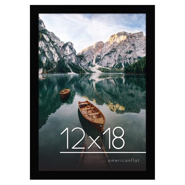 Americanflat 12x18 Poster Frame with Shatter-Resistant Glass - Gallery Style Frame with Engineered Wood - Signature Collection - Photo Frame for Wall Display - Black