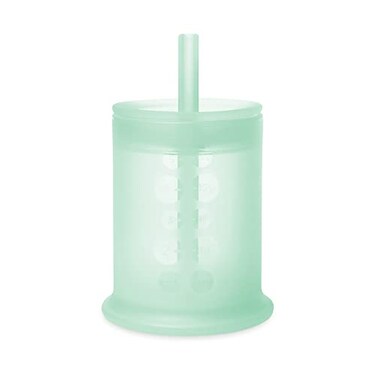 Olababy Silicone Training Cup with Straw Lid   Babies Water Drinking Cup   6+ Mo Infant To 12-18 Months Toddler   Sippy Cup For Kids &amp; Smoothie Cup   Baby Led Weaning (Mint, 5 oz)