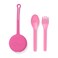 Omie OmieBox Kids Utensils Set with Case - 2 Piece Plastic, Reusable Fork and Spoon Silverware with Pod for Kids (Bubble Pink)