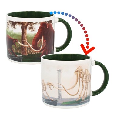 The Unemployed Philosophers Guild Ice Age Megafauna Heat Transforming Mug - Coffee Changes Prehistoric Beasts to Fossils, Comes in Fun Box, 14. oz