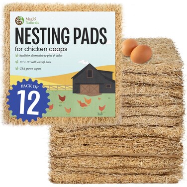 MagJo Premium Aspen 12 Pack Excelsior Nesting Liners (12 Pack), Chicken Bedding for Nesting Box, Nesting Pads Box Liners, Chicken Bedding for coop, Chick Bedding, USA Grown &amp; Sustainably Harvested