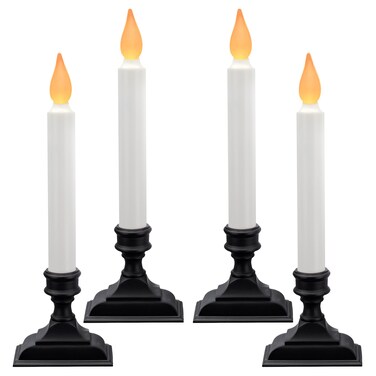 612 Vermont Battery Operated LED Window Candles with Flickering Amber Flame, Automatic Timer, 9.75 Inches Tall, VT-1206A (Pack of 4, Antique Bronze)