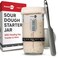 KneadAce Sourdough Starter Jar With Date Marked Feeding Band, Thermometer, Sourdough Jar Scraper, Sourdough Container Sewn Cloth Cover &amp; Metal Lid, Sourdough Starter Kit