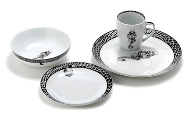 Harry Potter Voldemort Death Eater Dark Mark Porcelain 16 Piece Dinner Set, Includes Plates, Cups, and Bowls