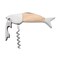 kwmobile Fish Design Wine Opener - Wood &amp; Stainless Steel Novelty Tool w/Corkscrew   Bottle Cap Opener   Small Knife - Silver