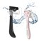 Hook LAB Self-Adhesive Shower Razor Holder, 2-Pack, Removable &amp; Reusable Waterproof Hooks, for Towels, Bath Accessories, Kitchen &amp; Bathroom Use - White
