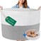 XXXL WASHABLE Blanket Basket Large 2PCs Blanket Storage Living Room - XXX Large Basket for Storing Blankets Toy Basket + Small Basket   Basket for Blankets (Grey and White)