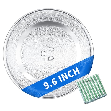 9.6" Microwave Plate Replacement Microwave Glass Turntable Plate for LG, GE, Magic Chef, Hotpoint, Panasonic, Kenmore etc. - 9.6" / 24.5cm Microwave Tray Replacement Glass Plate with Cleaning Cloth