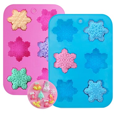Large Snowflake Silicone Molds, DanziX 3 Pack Snowflakes Silicone Cake Soap Mould Handmade Christmas Molds-Rich Snowflakes shapes