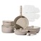 CAROTE 15pcs Pots and Pans Set, Nonstick Cookware Set Detachable Handle, Induction Kitchen Cookware Sets Non Stick with Removable Handle, RV Cookware Set, Oven Safe, Taupe