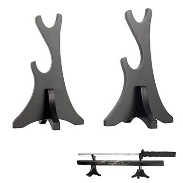 WANLIAN Sword Stand, Two-Layer Weapon Display Stand, Wood Samurai Sword Katana Holder Stand Dispaly