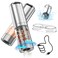 CIRCLE JOY Rechargeable Electric Salt and Pepper Grinder Set with Base, Stainless Steel Pepper Mills with Washable 95ml Container, White LED Light and External Adjustable Coarseness, Silver
