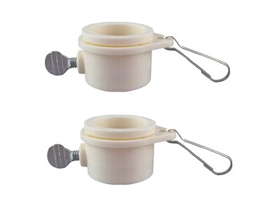 Hayodo Tangle Free Flag Pole Mounting Ring Clip - Rotating Flapole Mounting Rings with Metal Clips 360 Degree Free Rotating Adjustable Fasteners 1 Pair (White 1 Inch)