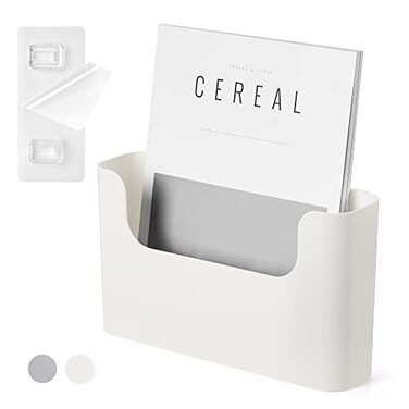 YOHOM No Drilling File Holder Wall Mails Organizer Adhesive Door Mount Holder, Single Pocket, Cream White