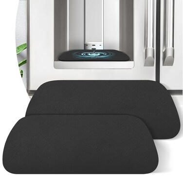 LOPNUR Refrigerator Drip Tray 2 Pack: Cuttable Refrigerator Drip Catcher, Fridge Water Dispenser Drip Mat Absorbent Fridge Mat, Fridge Accessories for Samsung Whirlpool GE, Trapezoid 8.3"x3.1", Black