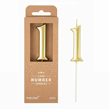 PHD CAKE 2.76 Inch Elegant Gold 1 Number Birthday Candles, Gold Number Candles, Cake Number Candles, Party Celebration