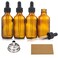 AOZITA 4 Pack, 2 oz Dropper Bottles with 1 Funnel &amp; 4 Labels - Essential Oils Bottles for Health, Personal Care &amp; Beauty - 60ml Thick Dark Amber Glass Tincture Bottles with Eye Droppers, Leakproof