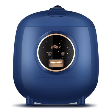 Bear Mini Rice Cooker 2 Cups Uncooked, 1.2L Portable Non-Stick Small Travel Rice Cooker, BPA Free, One Button to Cook and Keep Warm Function, Blue