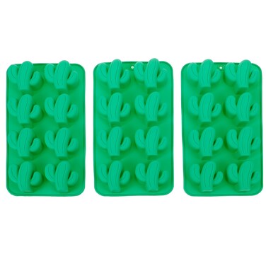 PRETYZOOM 3pcs Cactus Silicone Mold Cactus Ice Cube Tray for DIY Chocolate Candy Gummy Gelatin Jello Jelly Baking Cake Hawaiian Tropical Party Favors (Random Color)