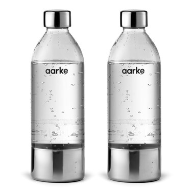 aarke Extra PET Stainless Steel Reusable Bottle for Carbonator l, ll, and 3, BPA-Free and Non-Toxic, 800ml (2-Pack)