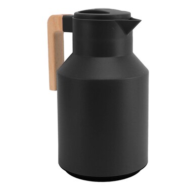 Coffee Carafe 1000ml Wooden Handle Double Wall Vacuum Heat Retention Thermal Coffee Carafe Beverage Dispenser for Tea Juices Coffee(Black)