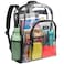 Masirs Heavy Duty Clear Backpack, Stadium Approved Transparent Design, Quick Access at Security Checkpoints, Adjustable Shoulder Straps, Dual Zippered Compartments &amp; Mesh Side Pockets, (16"H x 11"W)
