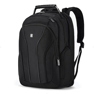 LEVEL8 Laptop Backpack, Work Backpack for Men Women, Travel Computer Bag for Business Fits 15.6" Laptop and Notebook - Black