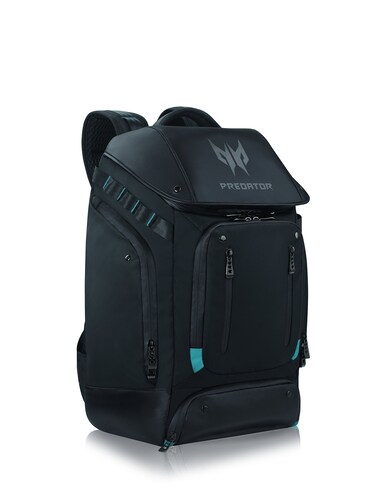 Acer PBG591 Predator Utility Gaming Backpack, Water Resistant and Tear Proof Travel Backpack Fits and Protects Up to 17.3" Predator Gaming Laptop, Black with Teal Accents