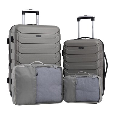 Wrangler Miami Luggage &amp; Packing Cubes, Desert Taupe, 4 Piece Set