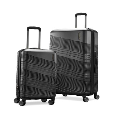 American Tourister Colorlite II 2 Piece Hard Side Expandable Luggage Set with Spinner Wheels, Black