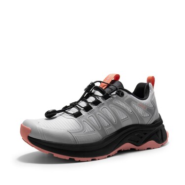 NORTIV 8 Women's Quick Laces Hiking Shoes Lightweight Walking Outdoors Trekking Trails Camping Casual Sneakers,Size 8,GREY PINK,SNHS242W