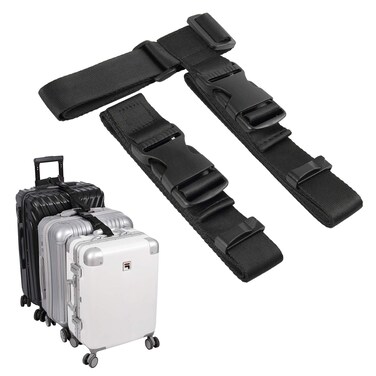 Vigorport Luggage Connector, Straps for Suitcase, Add A Bag Adjustable Attachment Accessories 1.25" Endless for Connect Your 3 Luggage Together-2 Pack Black-Extended Size