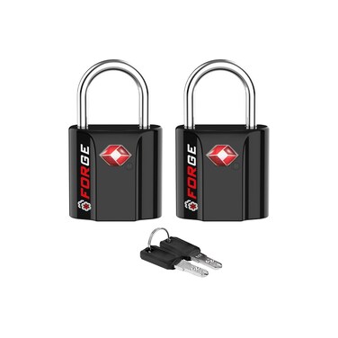 Forge Small Size TSA Approved Luggage Locks: Key Locks for Travel. Ultra Secure Dimple Key Travel Locks Alloy Body Luggage Locks. Black 2 Pack.
