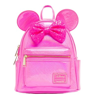 Loungefly Disney Minnie Mouse Glitter Sparkle Womens Double Strap Shoulder Bag Purse (Blue)