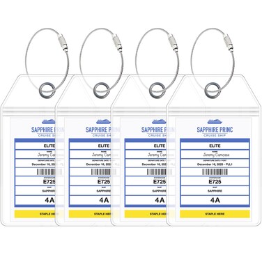 Princess Cruise Luggage Tag Holder by Cruise On [4 Pack] Fits All Princess Ships &amp; Tags, Cruise Essentials 2025 &amp; 2026 - Clear Luggage Tags