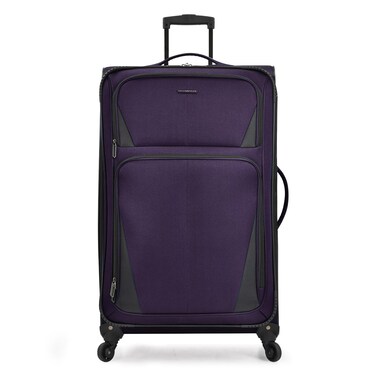 U.S. Traveler Aviron Bay Expandable Softside Luggage with Spinner Wheels, Purple, 30-Inch