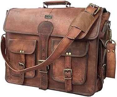 Cuero DHK 16 Inch Vintage Handmade Leather Messenger Bag Laptop Briefcase Computer Satchel Bag for Men &amp; Women (16 Inch Medium)