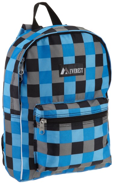 Everest Luggage Multi Pattern Backpack, Blue Bold Plaid, Medium