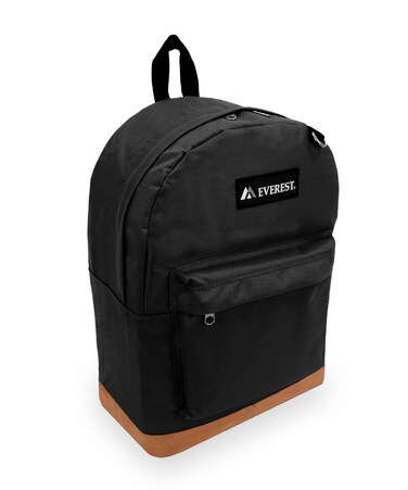 Everest Luggage Suede Bottom Backpack, Black, Large