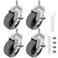 WHARSTM Caster Wheels, 3" Locking Swivel Stem Casters Set with Brake of 4, 3/8"-16 x 1" (Screw Diameter 3/8", Length 1")Rubber Casters with 360 Degree No Noise Wheels