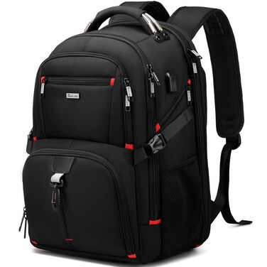 DUSLANG 50L Travel Laptop Backpack for Men Women, Extra Large Heavy Duty Big Carry on Backpack for Weekend Airline Approved Fits 17 Inch Computer, Black
