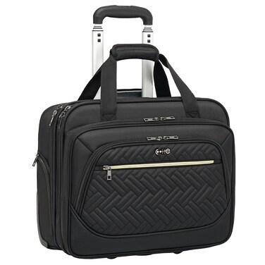 Coolife Rolling Laptop Briefcase Bag 17.3 Inch Laptop Case Roller Computer Bag with Wheels Mobile Office Laptop Bag