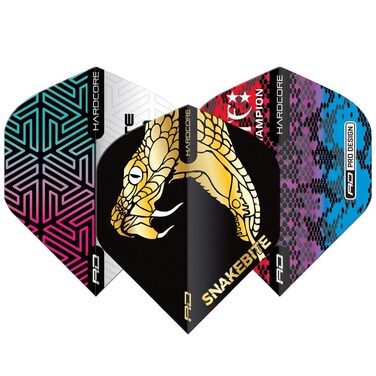 RED DRAGON Peter Wright Snakebite Hardcore Dart Flight Pack 3 Sets per Pack (9 Dart Flights in Total)